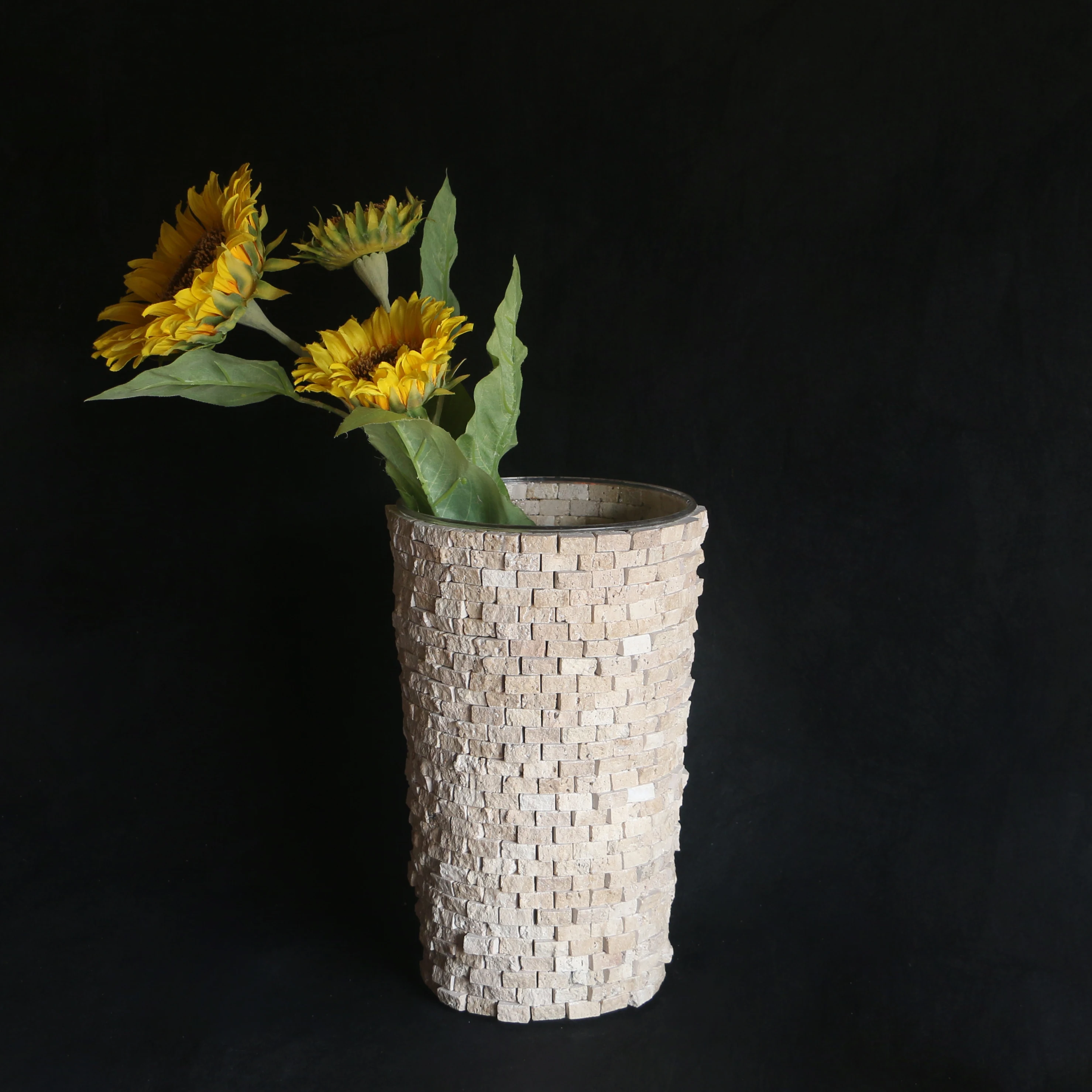 

Classic Mosaic Flower Vase For Home Decor12” Marble Handmade Table Centerpiece Container For Office Living Room Kitchen