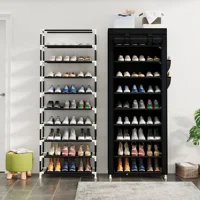 10-layer high-capacity shoe rack with dust cover, 9-compartment shoe rack, space-saving entrance shoe rack, easy to assemble 1