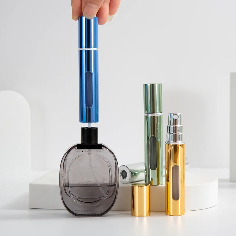 

5ml 10ml Bottom Direct Fill Perfume Dispenser Bottles Self-Pumping Spray Perfume Portable Jar Empty Containers Aluminium Tool
