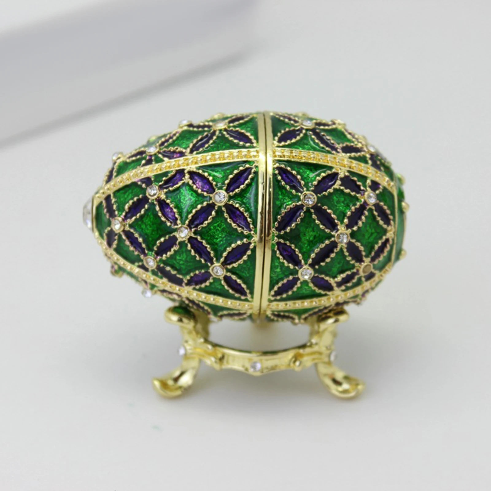 Easter Egg Shape Enameled Trinket Box Decoration Handcrafts Figure Crafts Spring Rings Faberge Egg Jewelry Organizer