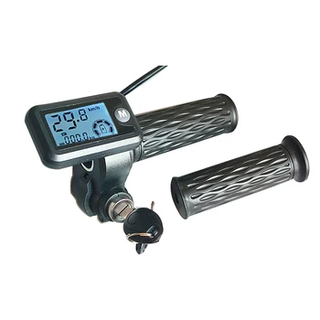 Una coppia di impugnature per acceleratore EBike 36V/48V/60V/72V con display LCD della velocità e cavo da 170 cm per bicicletta elettrica
