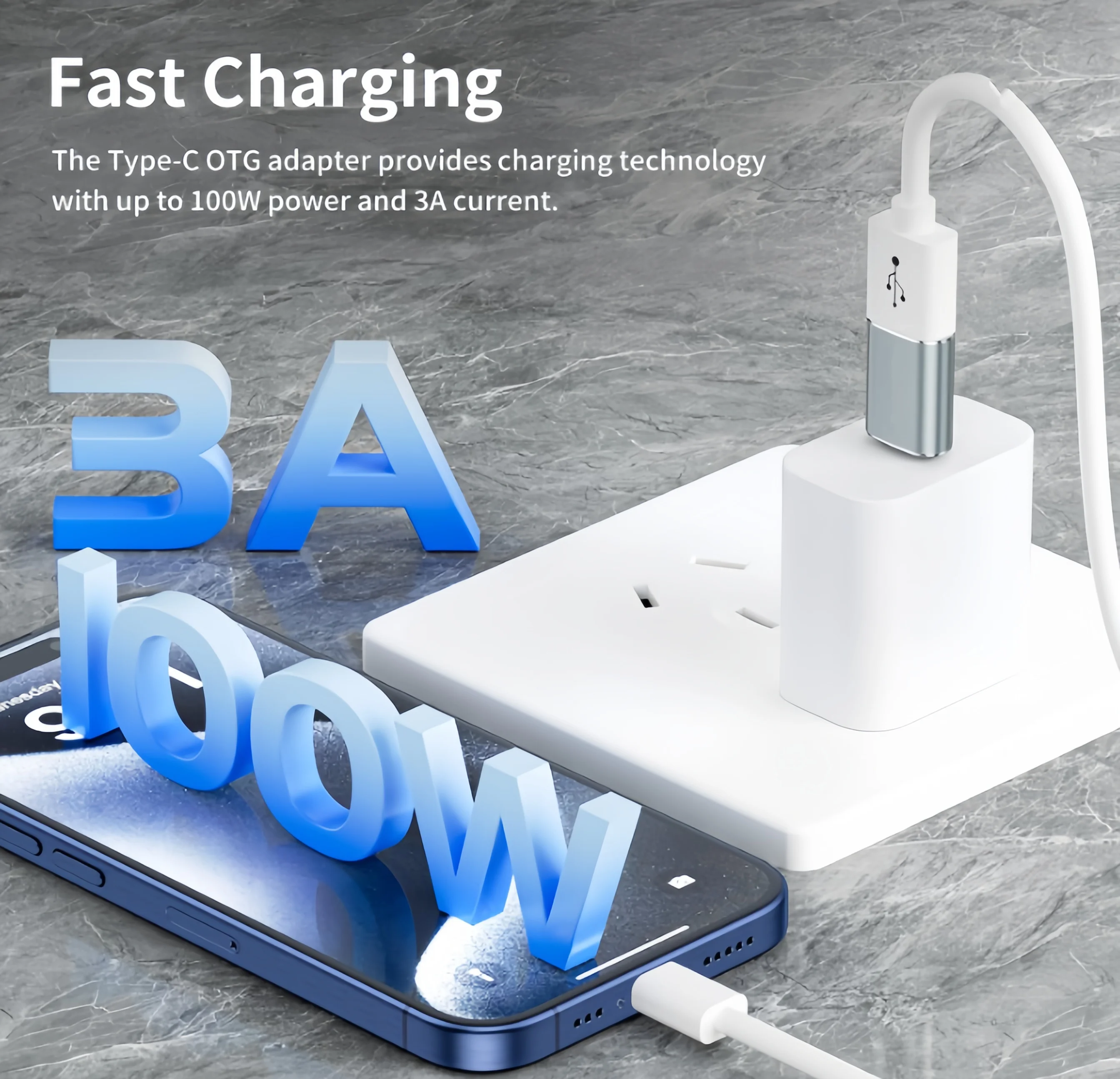 USB C-USB 어댑터 USB 3.2 암-타입C 수 OTG 어댑터, 100W 고속 충전 10Gbps 전송, 맥북 프로/에어 등에 사용 가능