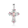 3pcs/Lot Religious Cross Jesus Goddess Copper Cubic Zircon Pendant The Female Lady Virgin Mary Charms Necklace Earring Making 3