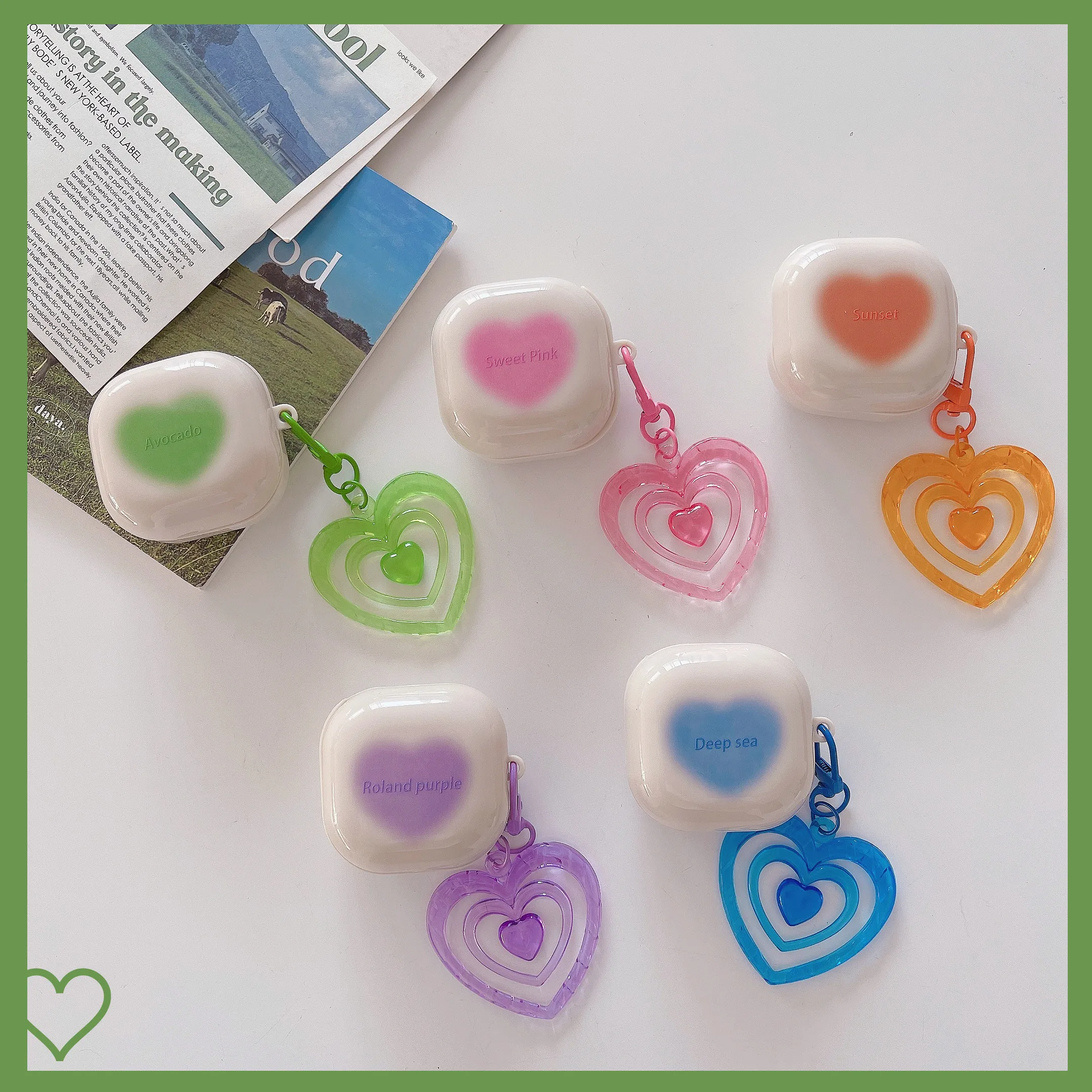 Cool Rendering Love Heart Case Per Samsung Galaxy Buds Live-Buds Pro-Buds2-Buds2 Pro Cover Protettiva Per Auricolari Con Portachiavi