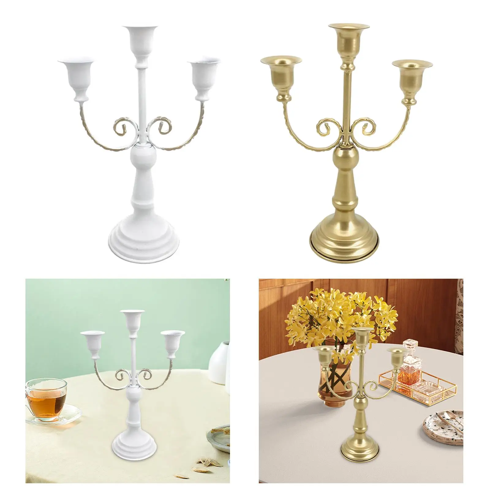 Metal Candelabra Centerpiece Simple Ornament Candlestick Taper Candle Holder for Events Festivals Wedding Living Room Decor