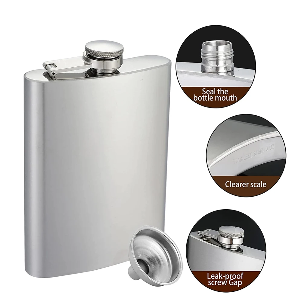 8ozStainlessSteelHipFlaskforLiquorLeakproofDrinkingFlaskwith