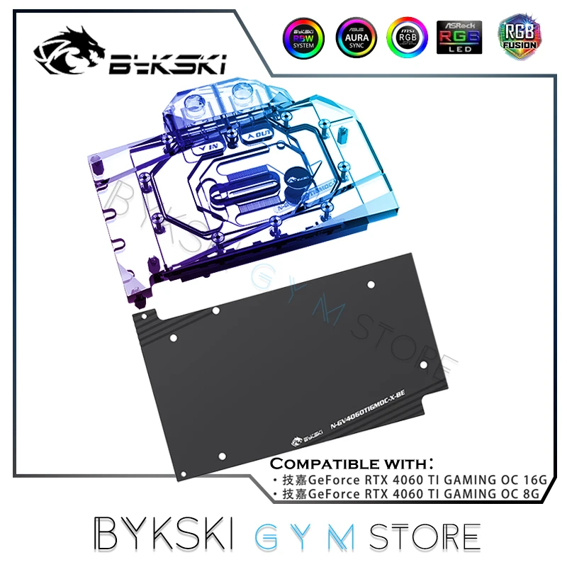 Bykski Gpu Blocco Di Raffreddamento Ad Acqua Per Gigabyte Rtx 4060Ti Gaming Oc 16G / 8G Scheda Video/Copertura Completa/Argb 3Pin N-Gv4060Tigmoc-X