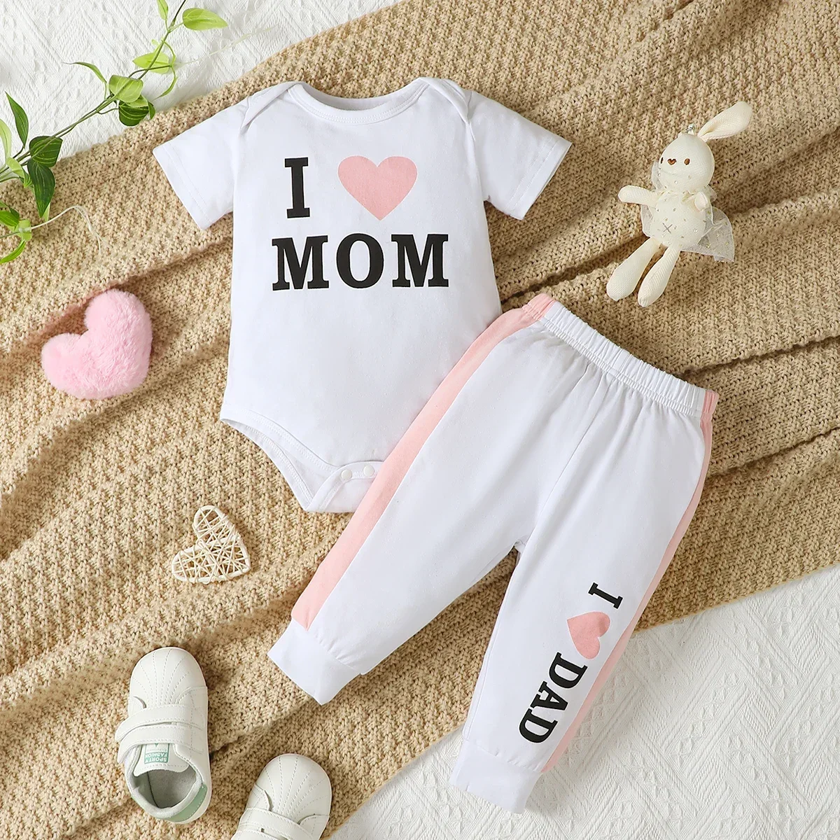 

Baby Clothing Set for Kid Boy Girls 3 -24 Months Cute Letter Printing Short Sleeve Long Top Pants Newborn Fashion Casual Outfit