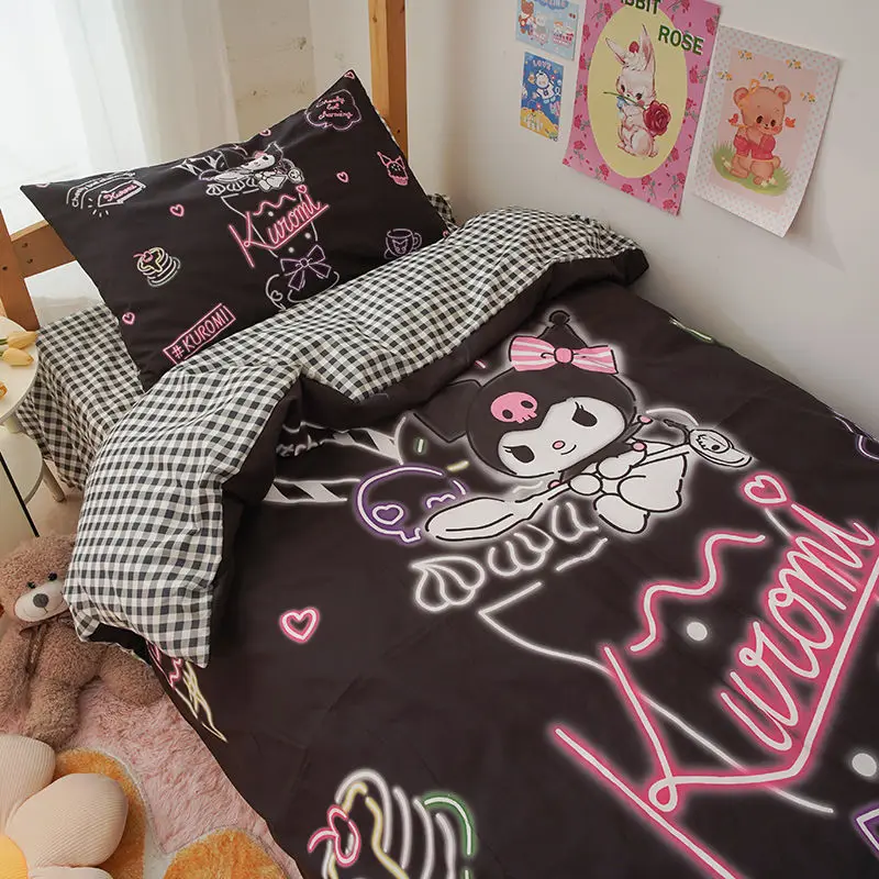Sanrioed Cute Anime Cartoon Series Kuromi Kawaii Sheets Quilt Covers