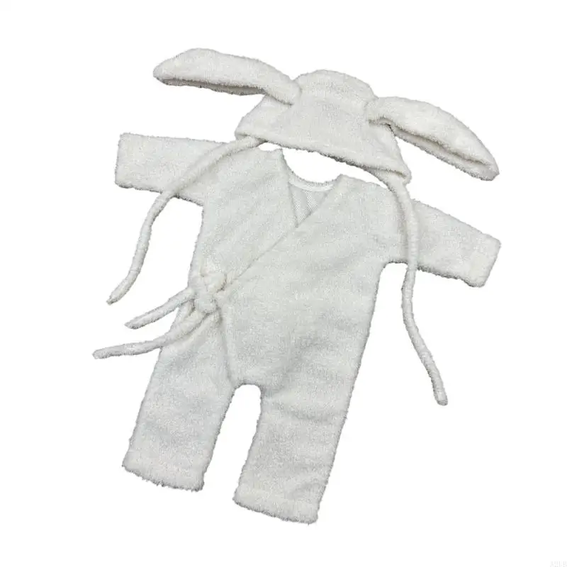 Baby Fotografie Requisiten Neugeborene Fotoshooting Kleidung Fotografie Kostüm Kaninchen Thema und Strampler Outfit für A2UB – Detail 6