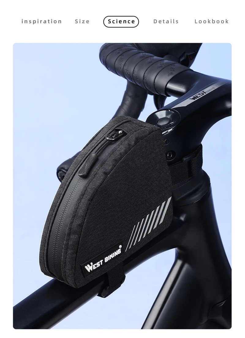 WEST BIKING Mini Fahrrad-Oberrohrtasche 0,4L Tragbare Fahrradrahmen-Dreieckstasche Fahrradwerkzeug-Aufbewahrungstasche MTB Rennrad Zubehör – Detail 5