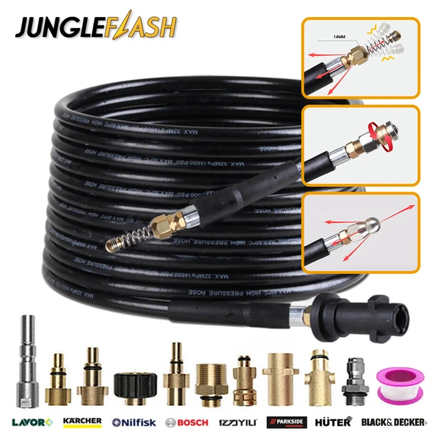 65ft Sewer Drain Water Cleaning Hose Pipe Cleaner Kit With Adapter For Karcher  K2 K3 K4 K5 K6 K7 Pressure Washers Car Wash Hose - Water Gun & Snow Foam  Lance - AliExpress