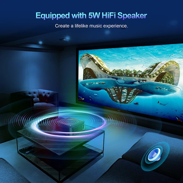 XNANO 500ANSI 4K Projector Full HD 1080P Home Theater for IOS/Android/TV Stick with 5W Speaker 5G WiFi BT5.0 Portable Projector