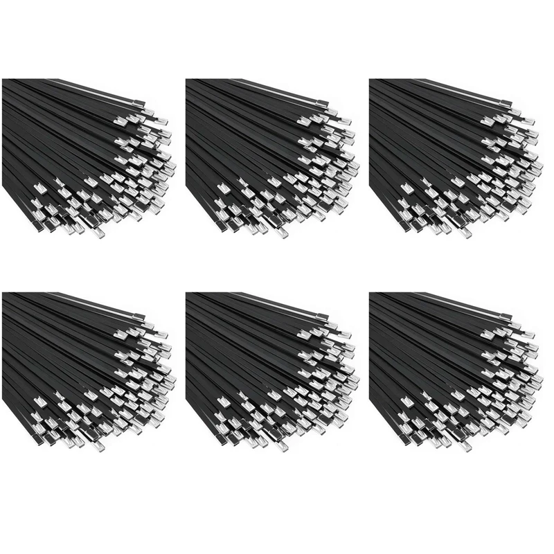 

Metal Zip Ties Black 600Pcs 11.8 Inch 304 Stainless Steel Epoxy Coated Cable Tie For Machinery, Vehicles, Farms, Cables