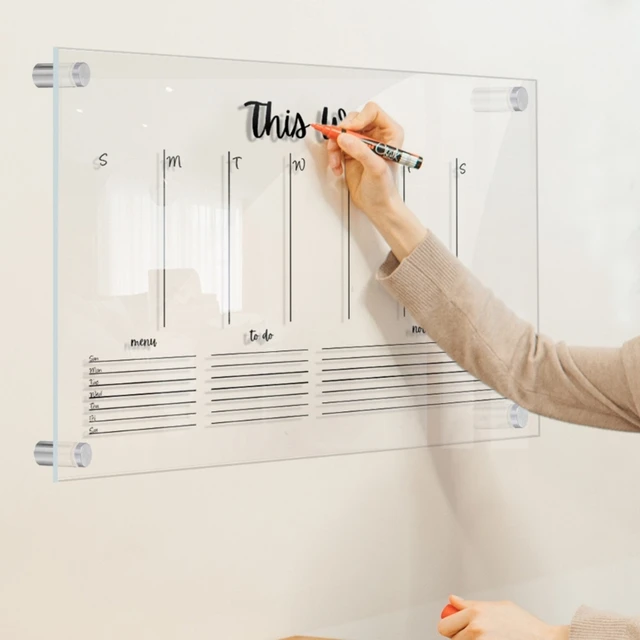 Acrylic Dry Erase Wall Menu Board for Kitchen Weekly Meal Planner & Lists