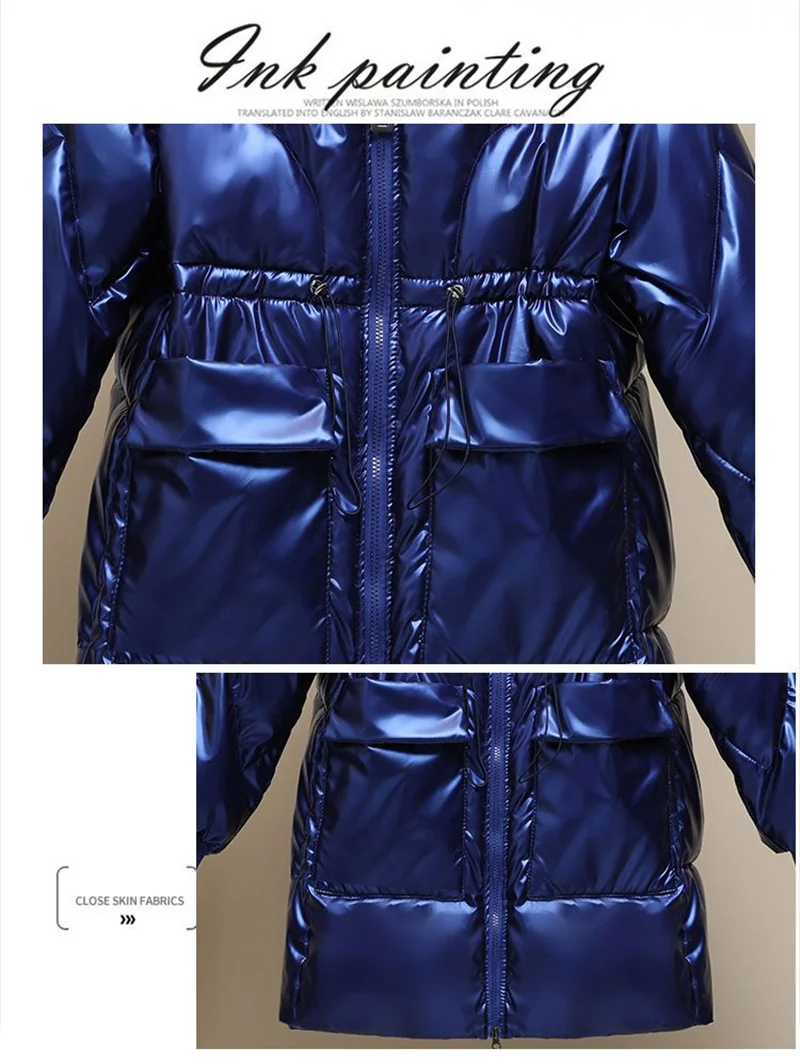 Women No Wash Down Cotton Jacket Medium To Long Korean New Warm cardigan Cotton Jacket Female Winter Shiny Loose Cotton Jacket