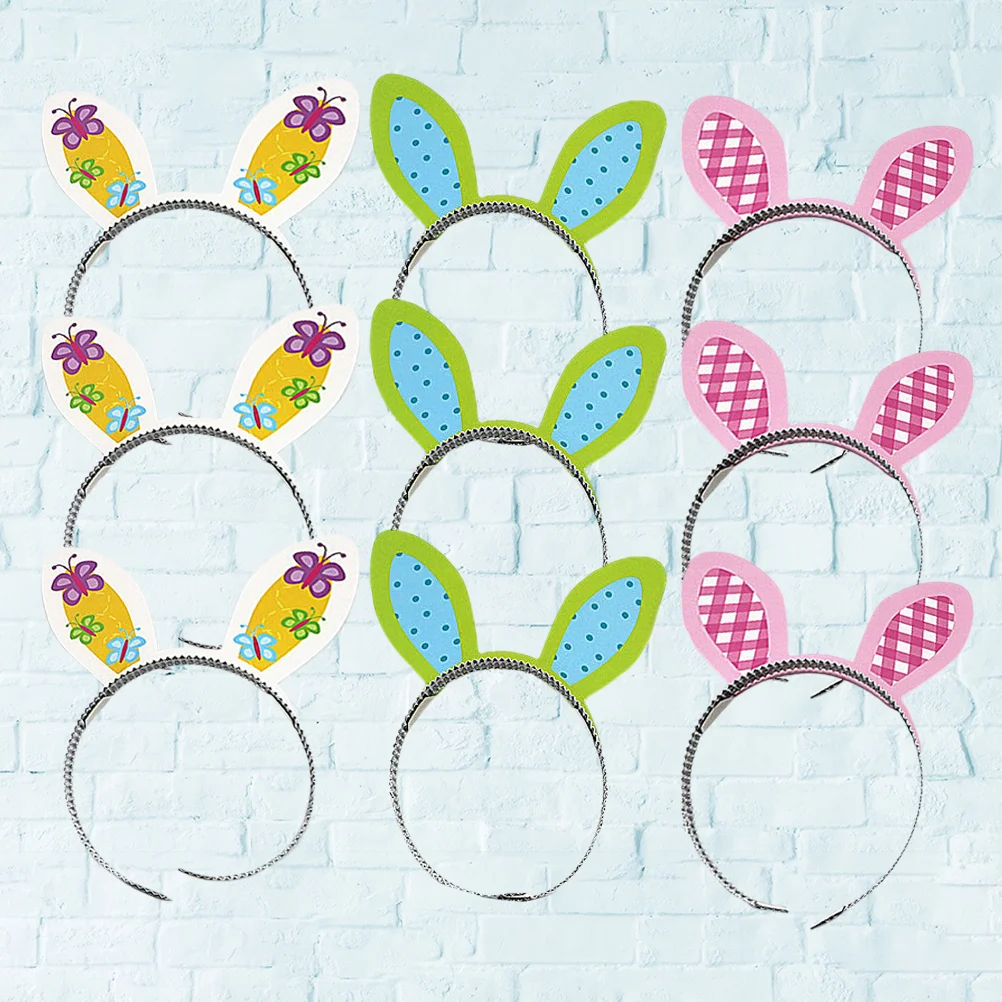 

9 Pcs Easter Rabbit Ear Hair Bands Party Supplies Tiara Headdress Hoops Accessories Headgear