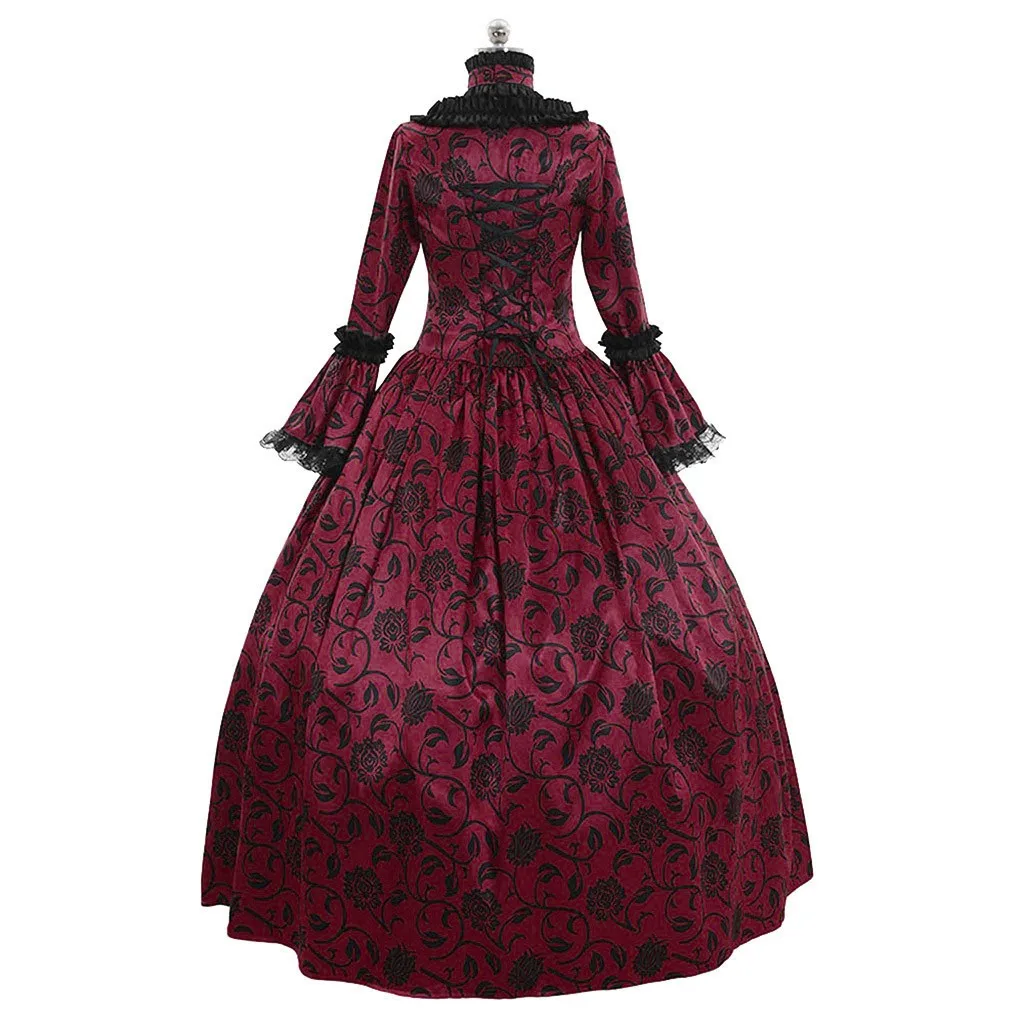 Gothic Gowns Gothic Gowns Women Retro Winter Print Ball Floral Fall Dress