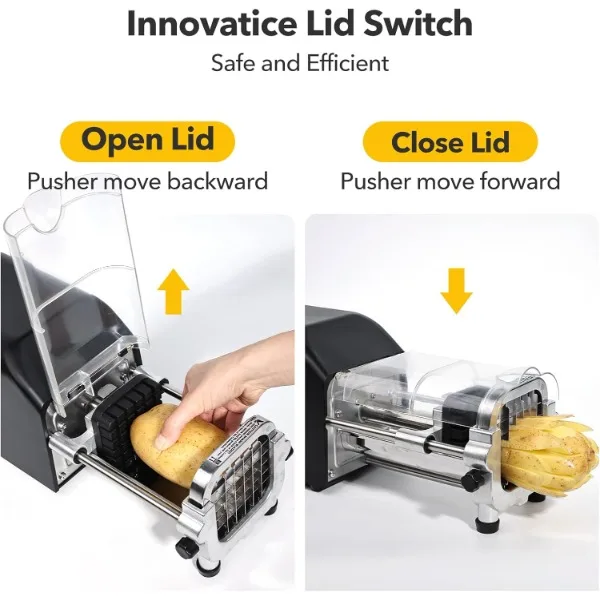 Befano Electric French Fry Cutter, Upgrade Lid Control Version with 1/2 Inch and 3/8 Inch Blade. 300w Commercial Grade