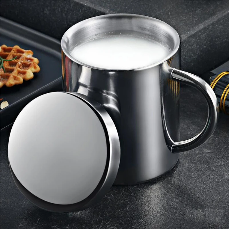 Description Picture 3 of itemDouble Wall Stainless Steel Coffee Mug with lid Portable Cup Travel Tumbler Jug Milk Tea Cups Office Water Mugs