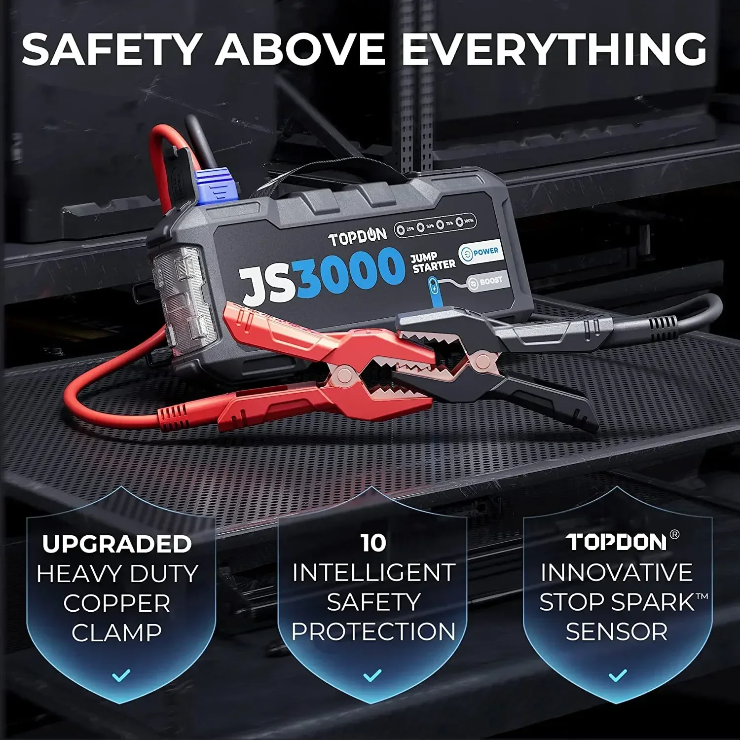 Js3000 점프 스타터, 12V 점프 스타터, 3000K 앰프 자동차 점프 스타터, 3000 피크 시작
