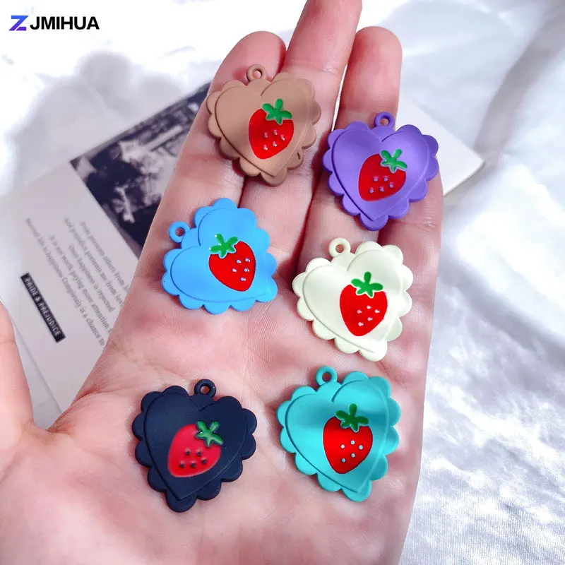

15pcs Metal Enamel Charms Sweet Heart Strawberry Pendants For Jewelry Making Supplies DIY Handmade Necklaces Crafts Accessories