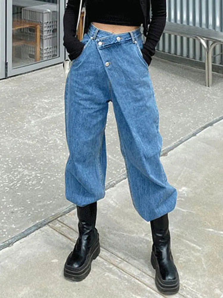 Yitimoky Casual Spring Women Long Jeans Trousers High Waist Pockets Loose  Female Wide Leg Denim Pants Ladies Floor-length Pants - Jeans - AliExpress