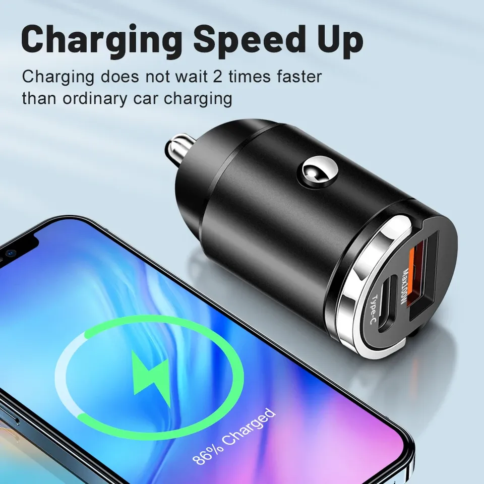 100W 2 Ports USB Car Charger Fast Charging Type C Phone Charger Adapter in Car For iPhone 15 Xiaomi Samsung Quick Charge Adapter