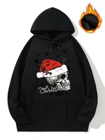 Christmas Santa Skull Women Plus Size Tops Sport Pullover Hoodie Oversize Fleece Hoodies and Sweatshirt Big Size Hood Sweatshirt