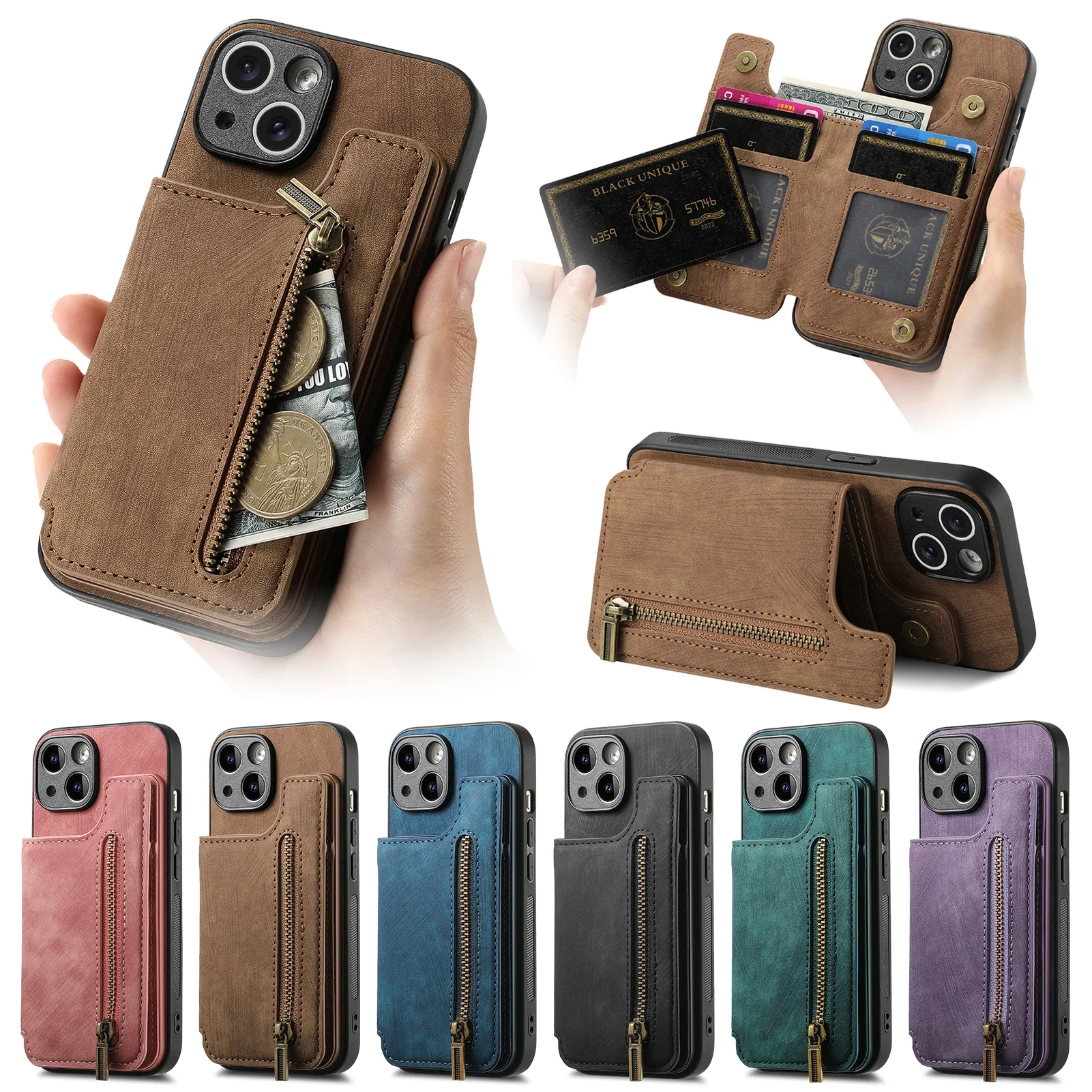 Zipper Wallet Leather Case 2