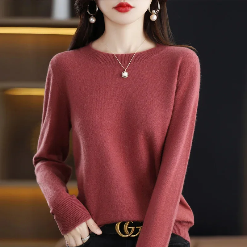 

2022 Autumn/Winter Round nNck Sweater Women's Long Sleeve Pullover tTin Knitwear Is vVrsatile Loose Slimming Foundation