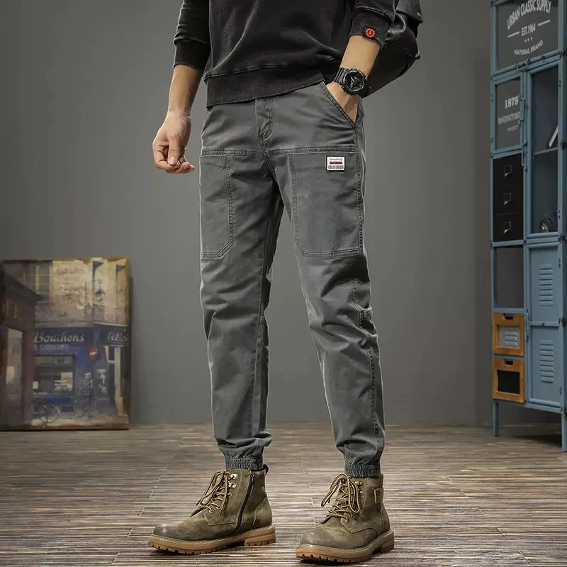 Streetwear Fashion Men Jeans Spliced Designer Big Pocket Casual Cargo Pants Hombre Hip Hop Joggers Men Wide Leg Leisure Trousers
