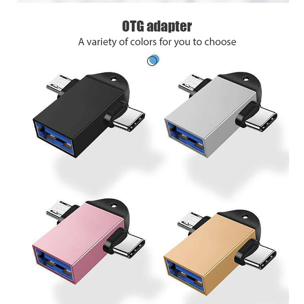 알루미늄 합금 2 인 1 안드로이드 OTG 어댑터, 휴대폰 어댑터, USB 커넥터, 다기능 C 타입-USB 커넥터 OTG 어댑터