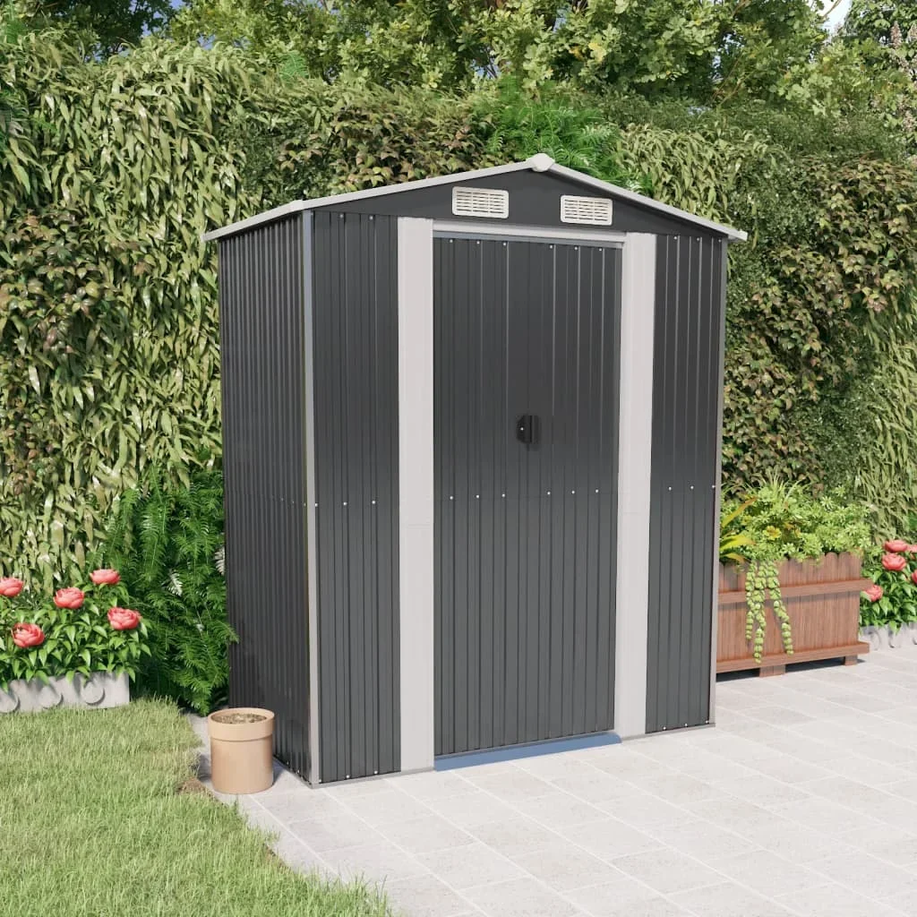 Pensilina Da Giardino Antracite 192X108X223 Cm Giardino Esterno In Acciaio Zincato Con Struttura A Pavimento In Metallo, Riparo Da Esterno, Cabina
