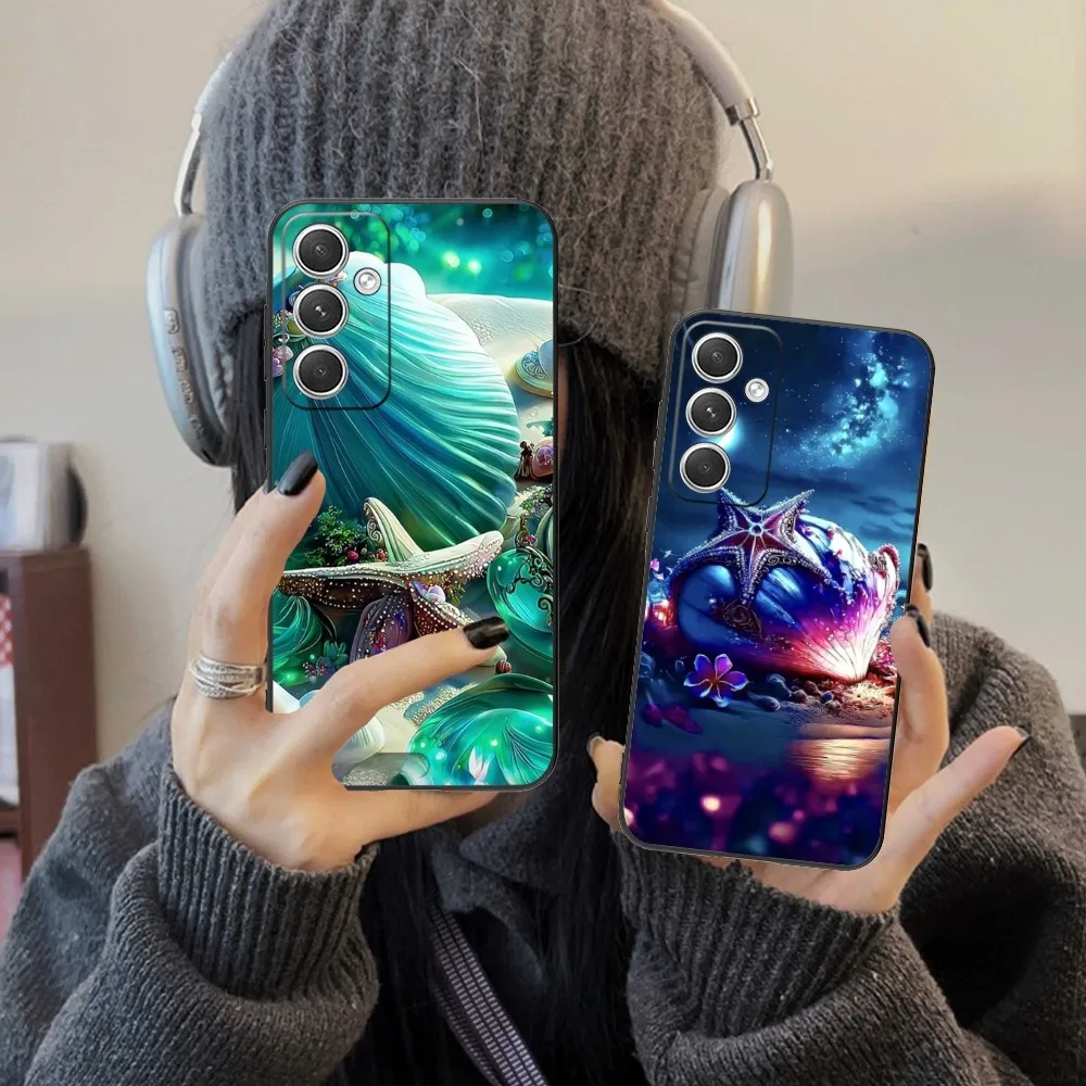 Conch Starfish Mobile Cell Phone Case For Samsung Galaxy S24 S23 S22 S21 S20 S10 S9 Plus Fe Ultra Lite Black Phone Cover Funda