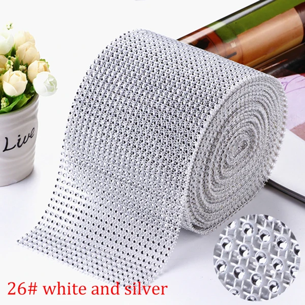 10-Yard Rhinestone Mesh Trim with 24 Rows for DIY Wedding and Party Decoration