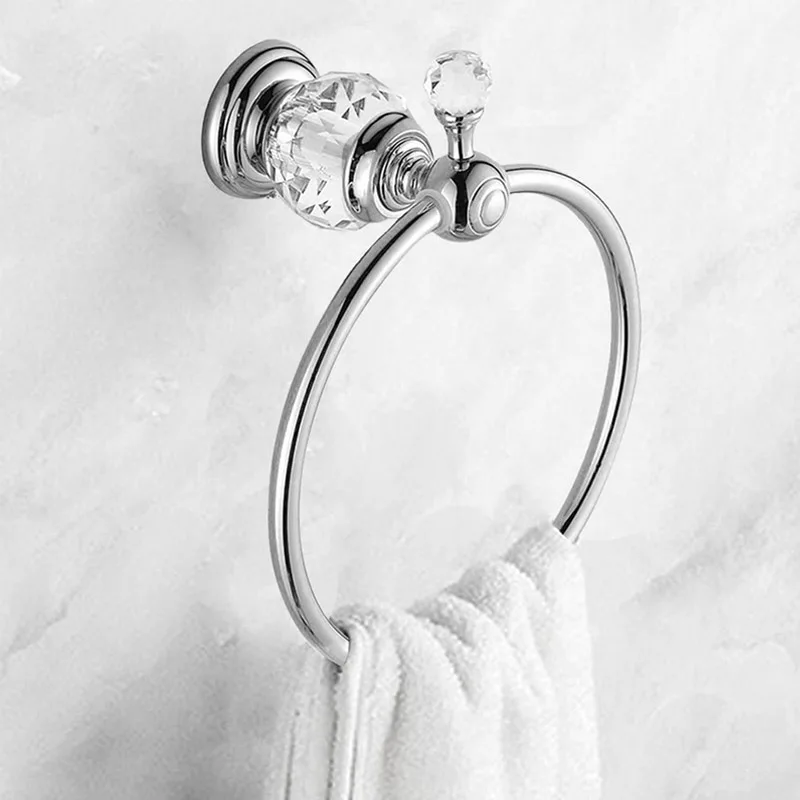 Bathroom towel holder Luxury crystal towel holder chrome towel ring round wall mounted rack bar holder classic bathroom accessories