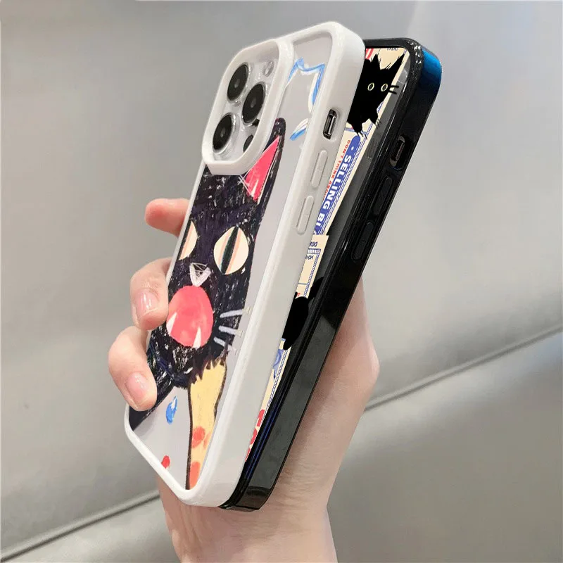 Doodle Angry Cat Shockproof Clear Phone Case