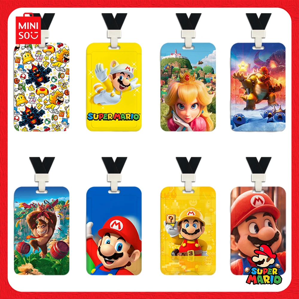 

Miniso Супер Марио автобус карточка значок в метро с ремешком мультяшная печать многофункциональный портативный подарок для студента