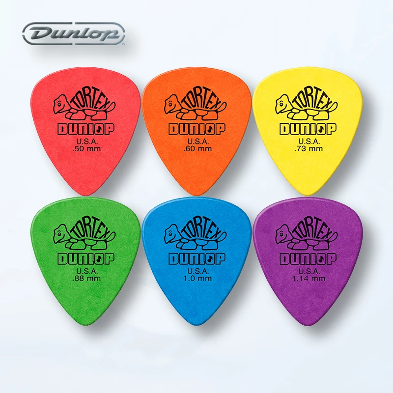 6pcs Dunlop Guitar Picks Tortex Standard 418 Mediator  0.5/0.6/0.73/0.88/1.0/1.14mm for Bass Acoustic Electric Guitar