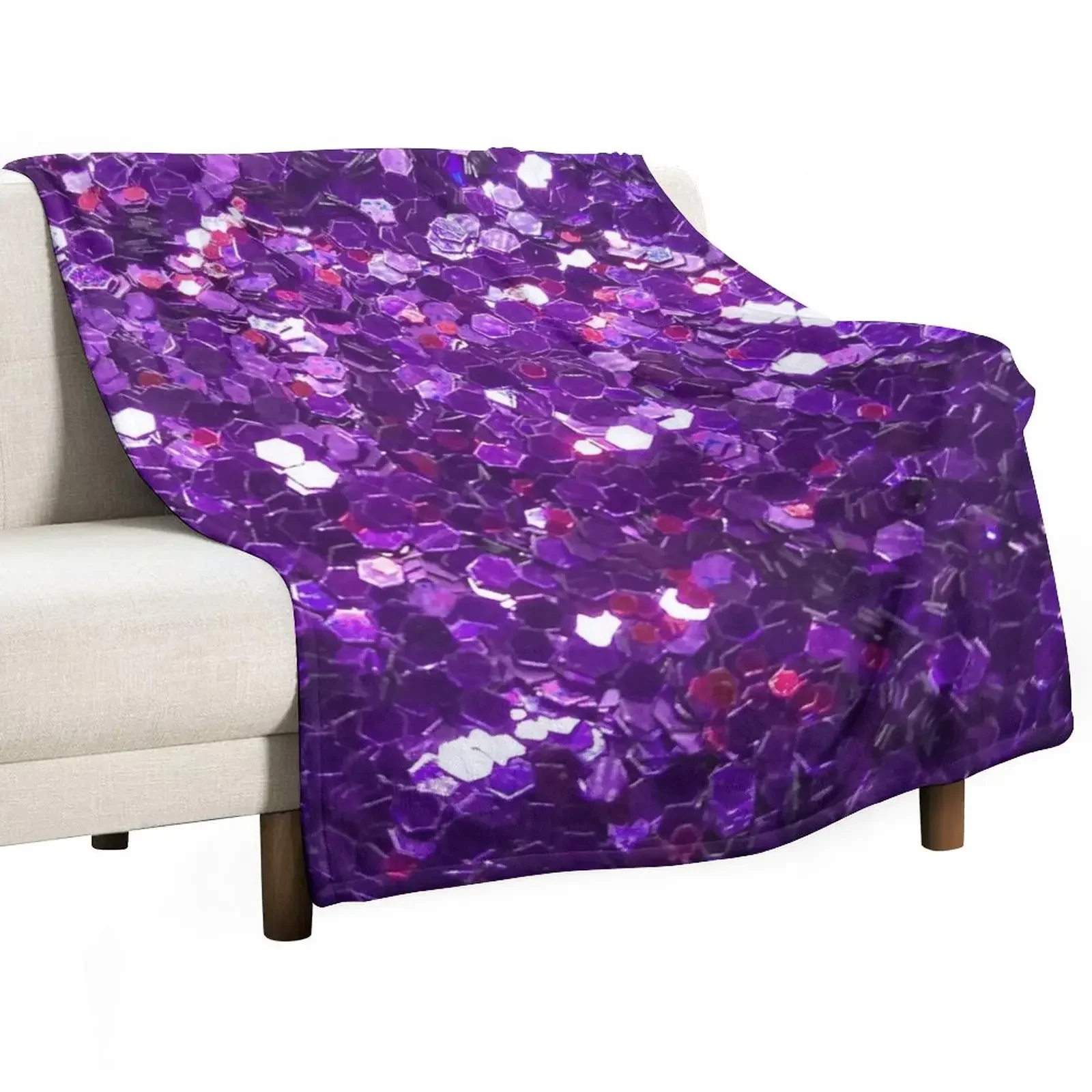 

Purple Glitter Throw Blanket Decorative Sofa Bed Fashionable Plaid Thin Blankets