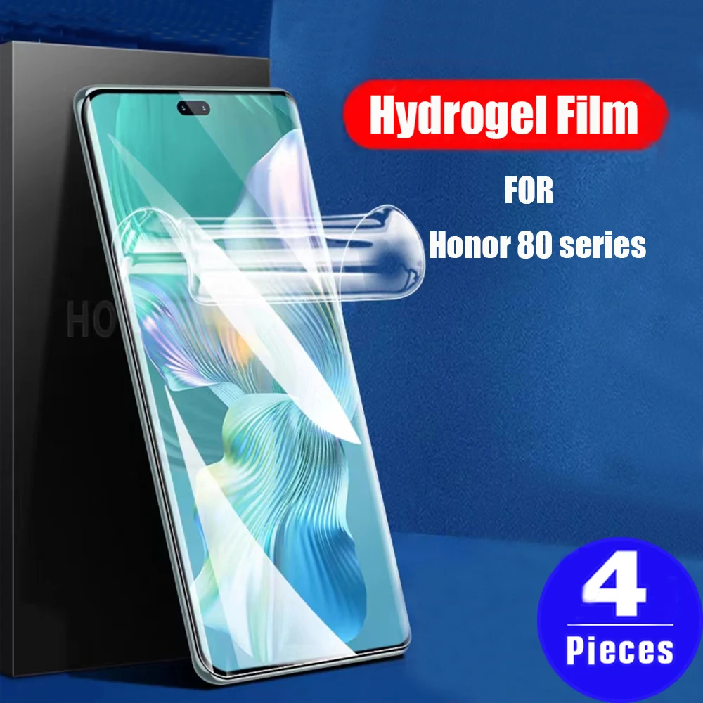 

4Pcs Hydrogel film for Honor 80 SE GT lite pro Flat Not Glass for honor 50 60 70 pro plus phone screen protector protective film