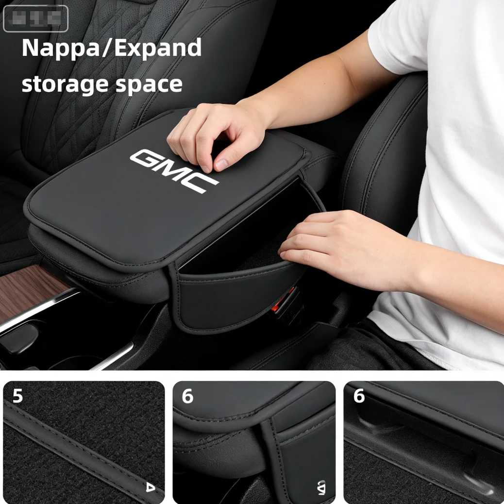 자동차 팔걸이 박스 패드 가죽 자동차 팔걸이 매트 GMC Terrain Sierra ornament 1500 Yukon Acadia Savana 용 자동차 액세서리