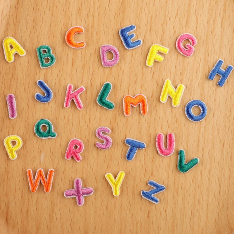 Mini Cartoon Alphabet English Letters Badge AZ Clothes Sticker Tiny Number Patches Fabric Embroidery Applique Iron O