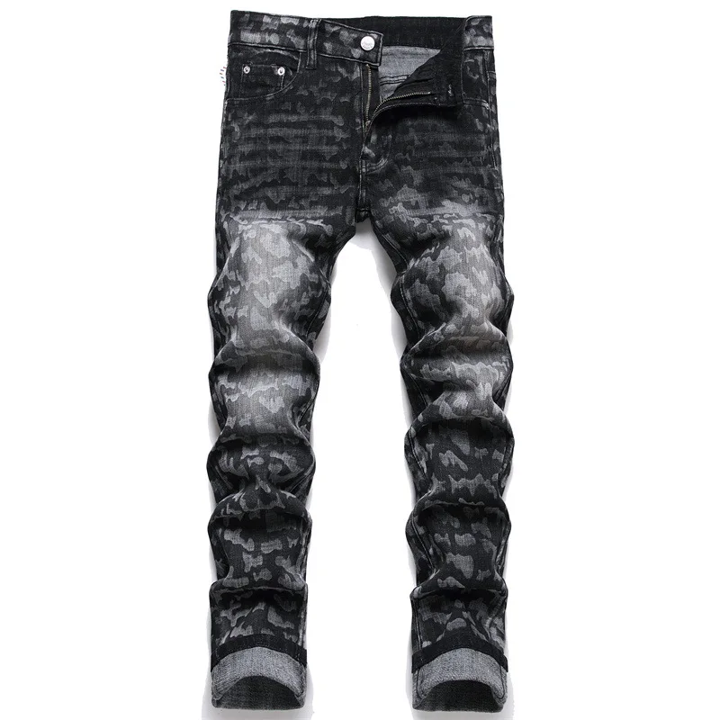 

men's jeans cotton trendyol Punk motorcycle mens slim printed couleur skinny jeans