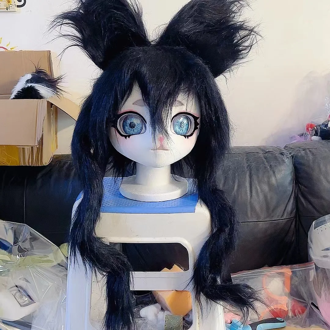 Premade Fursuits Head Big Ears Cat Kigurumi Furry Cosplay Costume Animal Furries Partial Fursuit Lolita Full Head Mask Cute