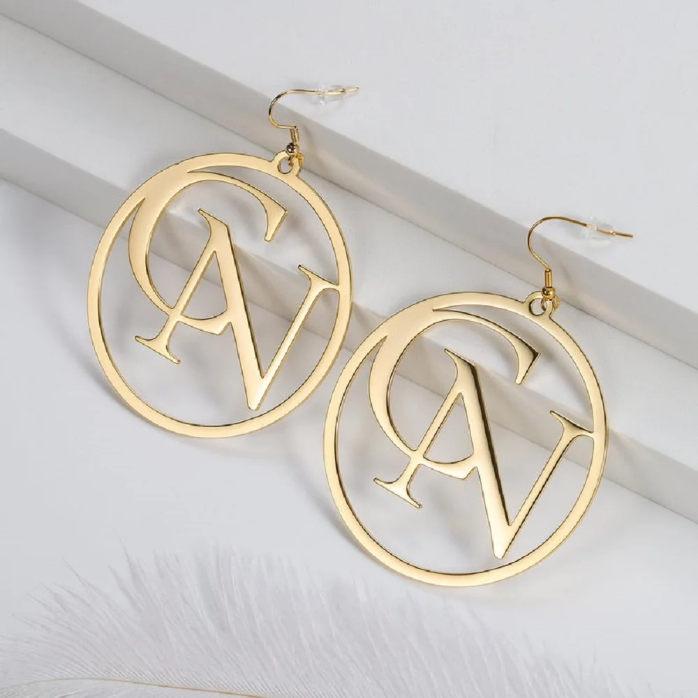 Custom Earrings for Women Hoop Initial 2 Letters Custom Droop Hook Earrings-Gold  Earrings Set for Women-Party Mother's Day Gift - AliExpress