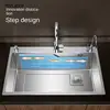 Nano Kitchen Sink Large Single Tank 304 Stainless Steel Side Row Vegetable Wash Basin Household Understage Basin Waterfall Sinks 3
