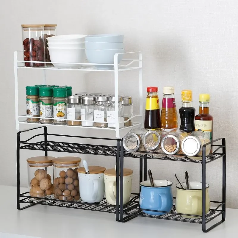 

Kitchen Organizer Iron Kitchen Storage Rack Closet Shelf Dish Drying Rack Spice Jars Holder Seasoning Bottles Shelves Spice Rack