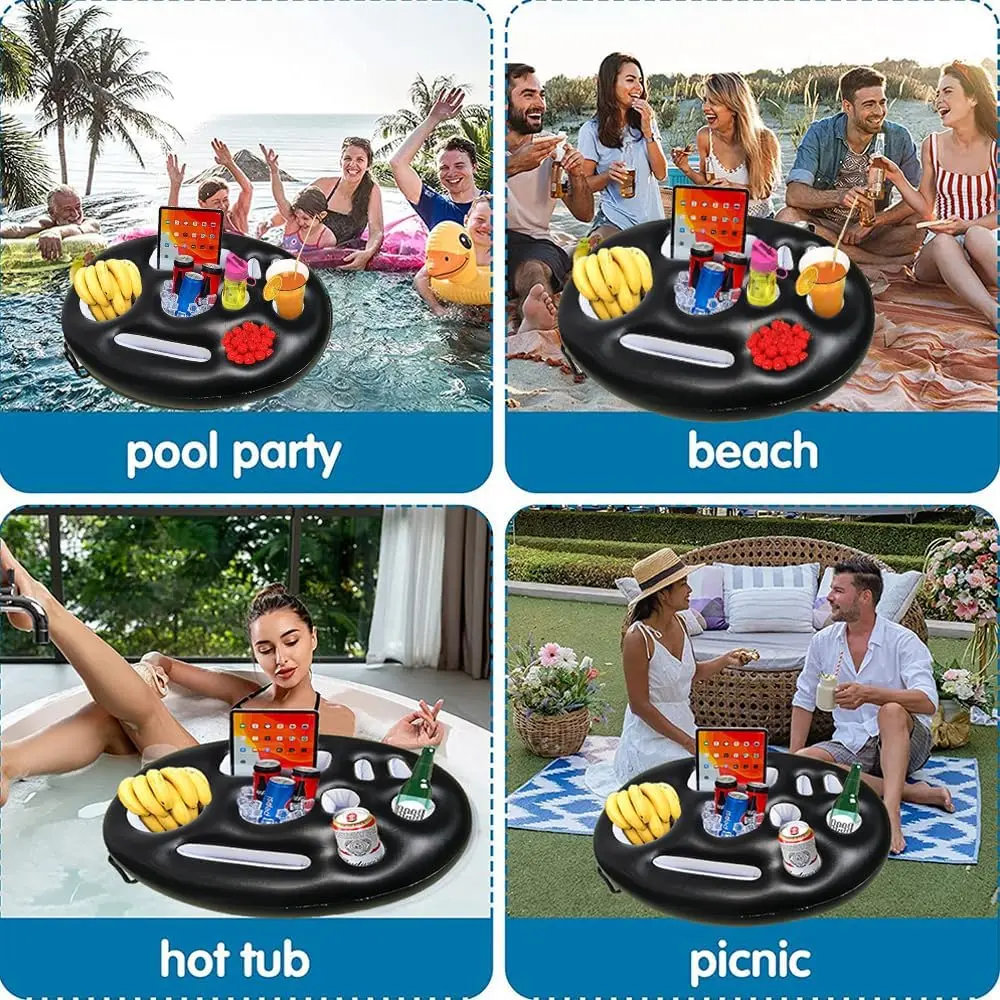 Water Party Inflatable Coaster Nine Hole Drink Multifunctional Tray Salad Oval Cup Holder Bar Inflatable Fruit Drink Holder